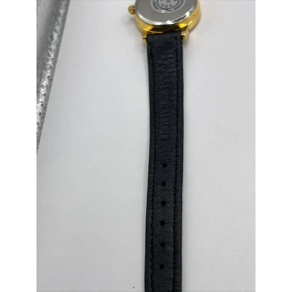Ice Dogs Kids Quartz Watch Black Leather Band Gold Tone Case- New‎ Battery